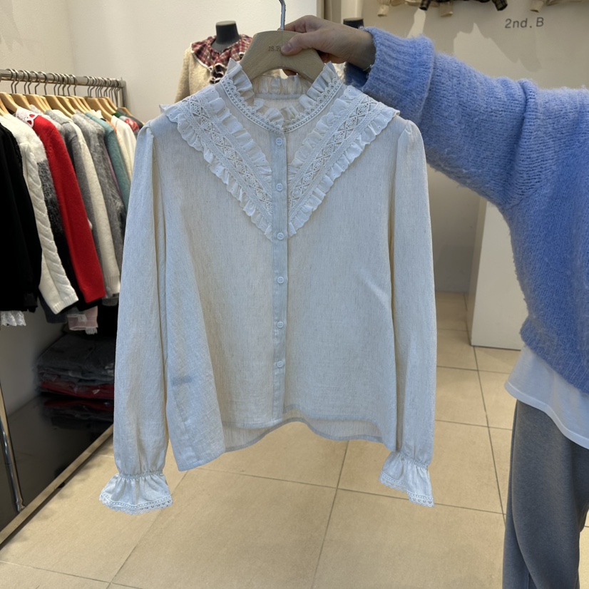 2nd B-S韓國直郵㊣女裝新款熱賣休閑25秋冬人氣襯衫蕾絲衫2nd B-S襯衫/蕾絲衫圖色1