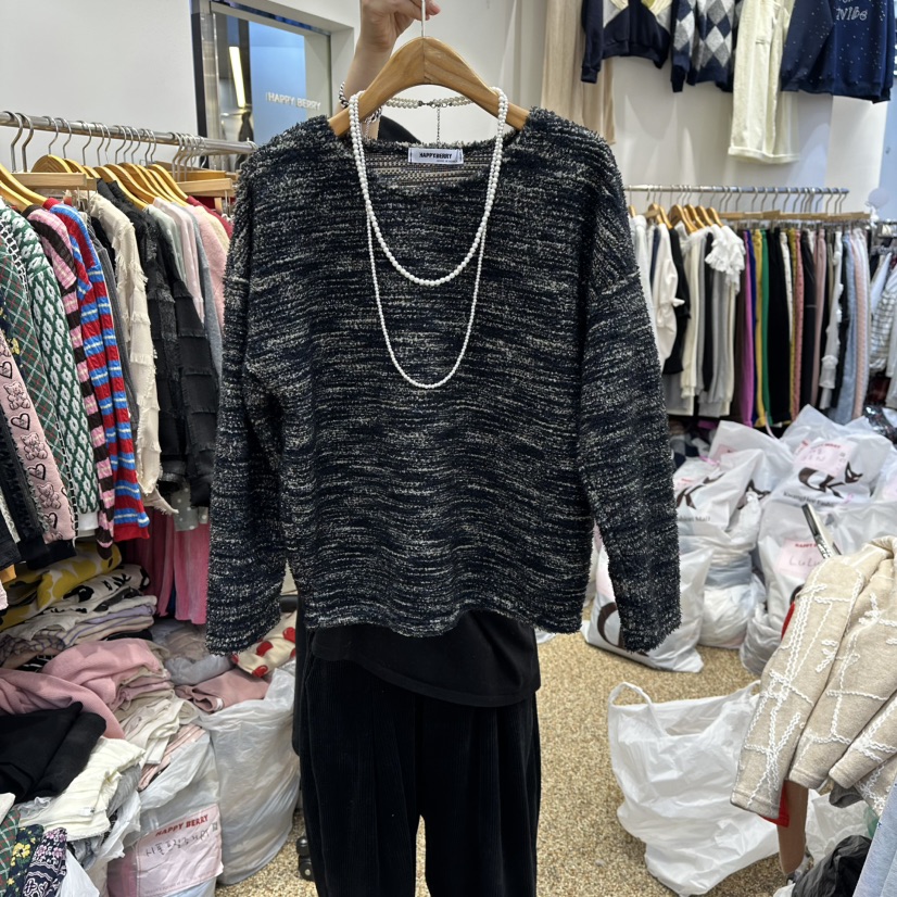 HAPPYBERRY韓國直郵㊣女士新品熱賣人氣時尚毛衣不含飾品復古HAPPYBERRY毛衣圖色2