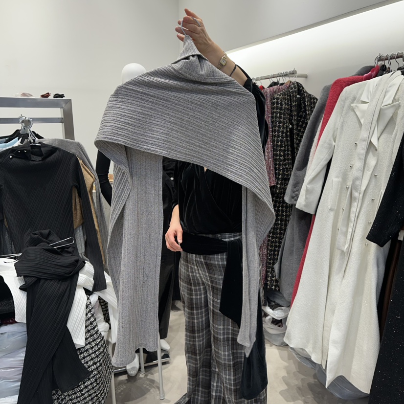 SENSIBLE-S韓國直郵㊣女士新款25秋冬時尚圍巾披肩拉鏈圍巾SENSIBLE圍巾/披肩