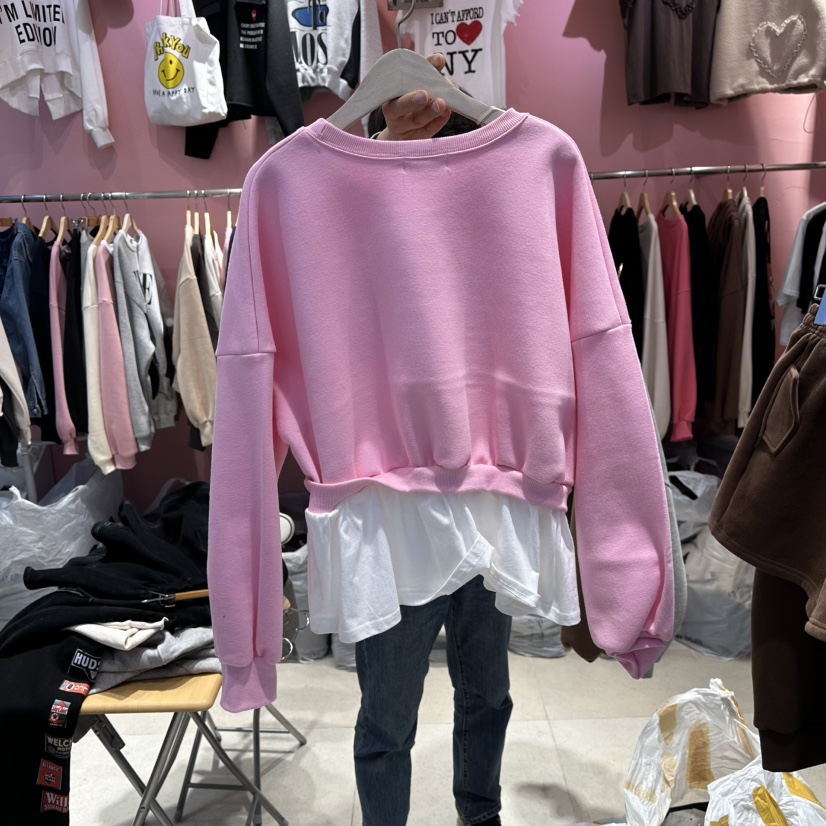 K STORY東大門㊣直郵女裝新品25秋冬真品人氣衛衣假兩件加絨K STORY衛衣