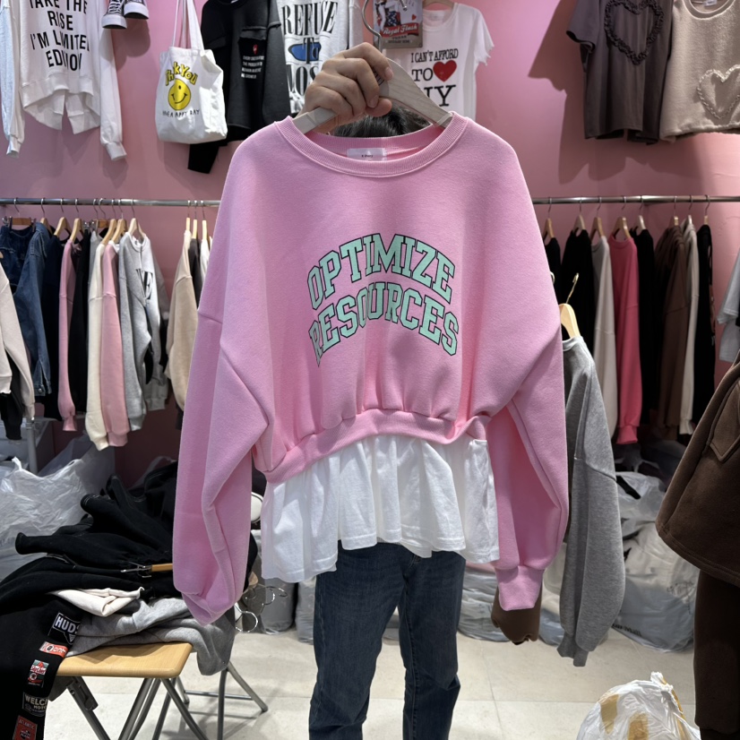 K STORY東大門㊣直郵女裝新品25秋冬真品人氣衛衣假兩件加絨K STORY衛衣圖色1