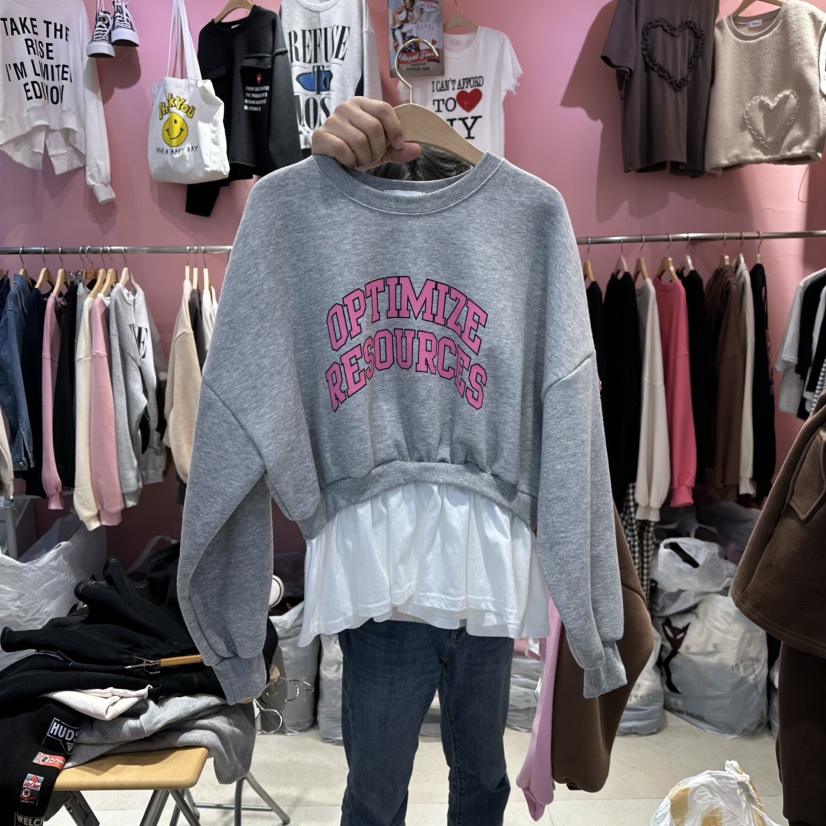 K STORY東大門㊣直郵女裝新品25秋冬真品人氣衛衣假兩件加絨K STORY衛衣圖色2