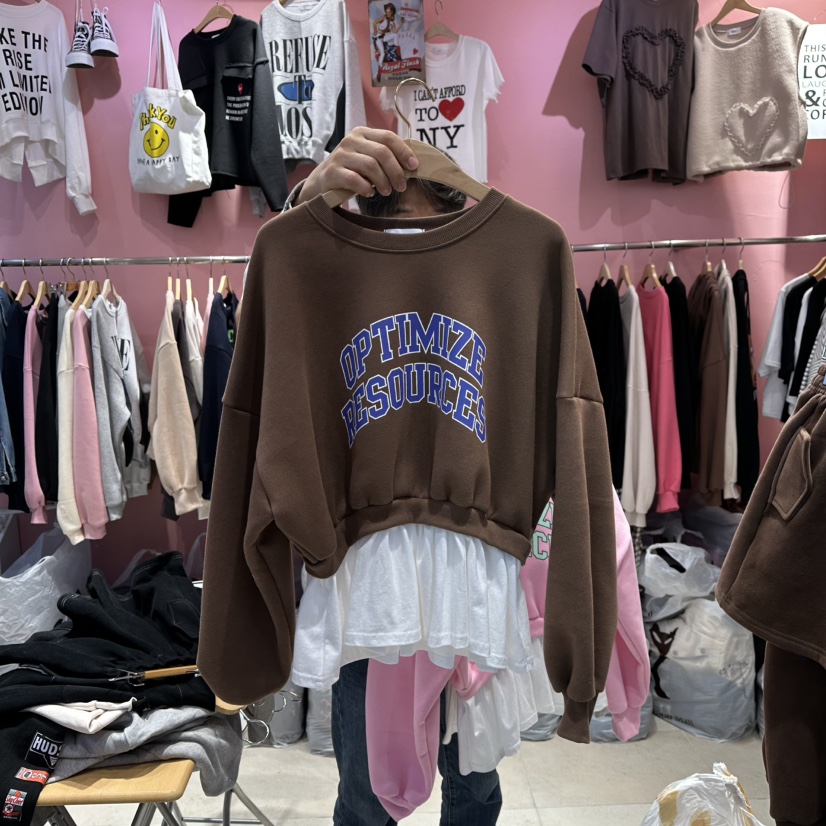 K STORY東大門㊣直郵女裝新品25秋冬真品人氣衛衣假兩件加絨K STORY衛衣圖色3