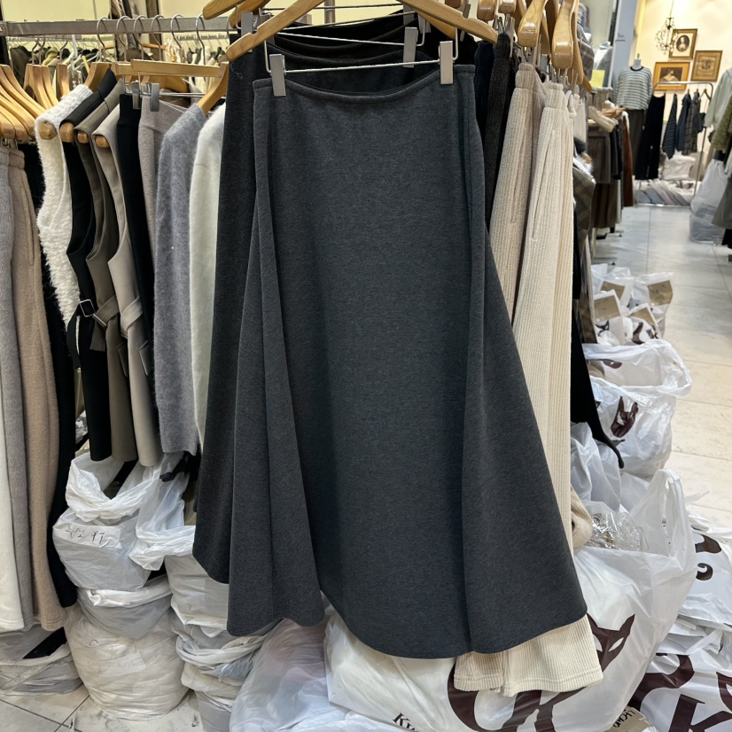 SANS韓國直郵㊣女士新品職業真品25秋冬人氣時尚長裙加絨羊毛SANS長裙圖色1灰色