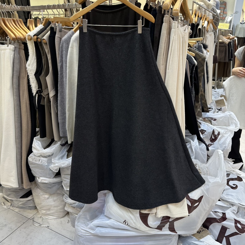 SANS韓國直郵㊣女士新品職業真品25秋冬人氣時尚長裙加絨羊毛SANS長裙圖色2墨色