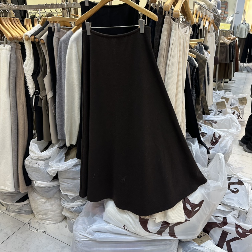 SANS韓國直郵㊣女士新品職業真品25秋冬人氣時尚長裙加絨羊毛SANS長裙圖色3棕色