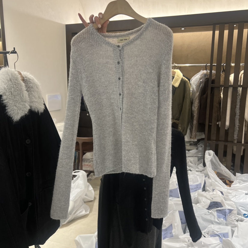 RAWROW東大門㊣代購女士新款休閑時尚25秋冬針織衫修身紐扣RAWROW針織衫圖色1