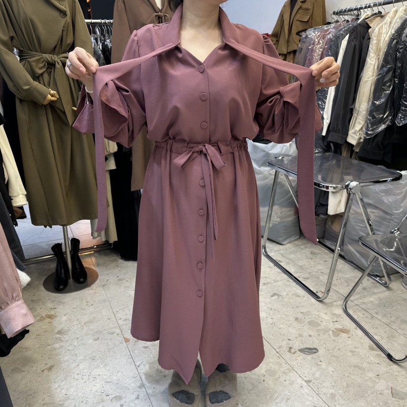 MARIGOLD韓國代購㊣女裝新品熱賣時尚真品休閑25秋冬連衣裙圍巾MARIGOLD連衣裙圖色2