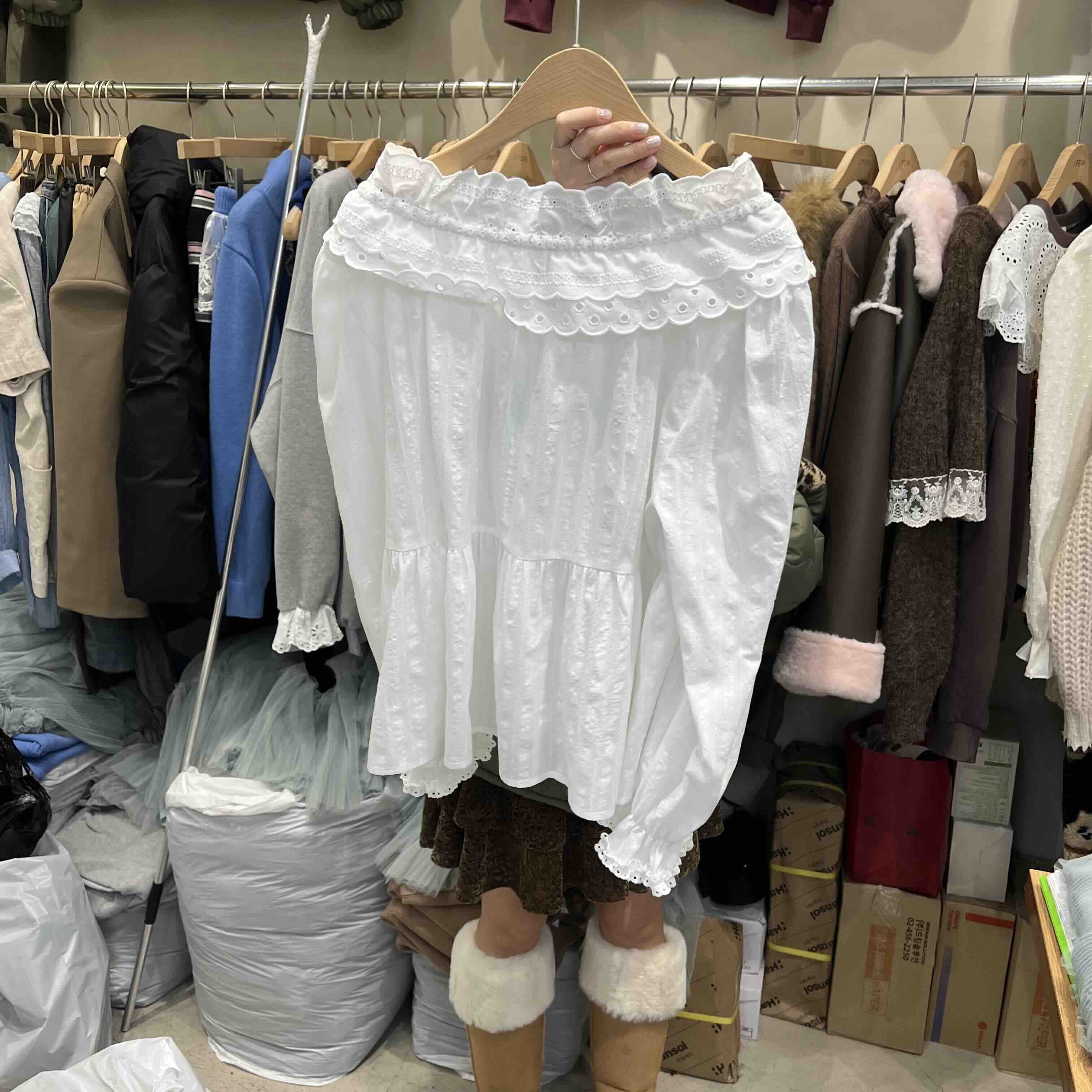 J PEAK/BY FLOW韓國直郵㊣女士新款休閑推薦人氣襯衫蕾絲衫J PEAK襯衫/蕾絲衫