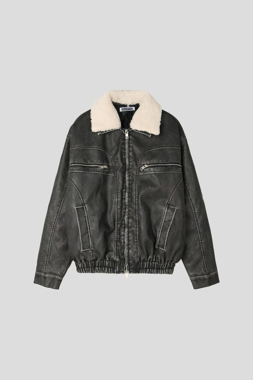 OUR ROOM東大門㊣代購女裝新品真品夾克毛領可拆男女同款可拆卸Our Room/Our Wave夾克圖色1