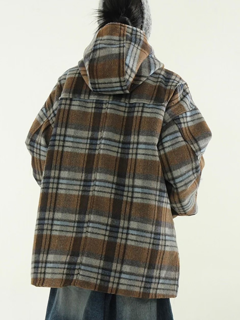 LIBERTE東大門㊣實拍女士新款25秋冬熱賣職業真品短款大衣格子LIBERTE短款大衣