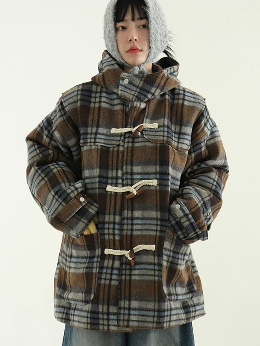 LIBERTE東大門㊣實拍女士新款25秋冬熱賣職業真品短款大衣格子LIBERTE短款大衣圖色2