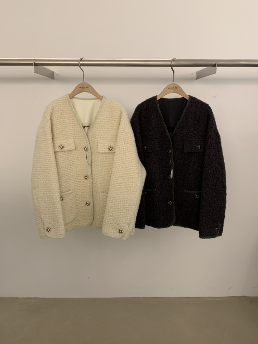 UNDER KEY韓國直郵㊣女裝新款人氣短款羽絨服羊毛花呢鴨絨UNDER KEY短款羽絨服