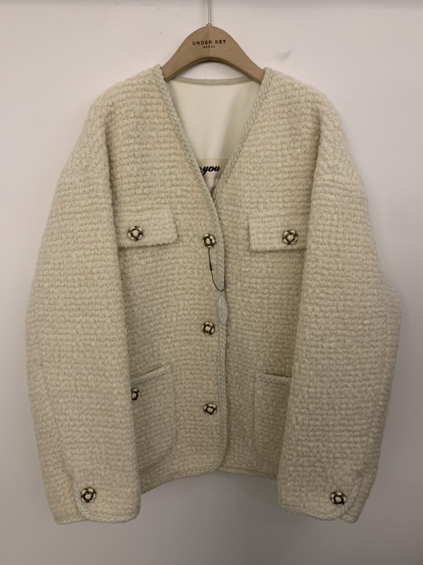 UNDER KEY韓國直郵㊣女裝新款人氣短款羽絨服羊毛花呢鴨絨UNDER KEY短款羽絨服圖色1