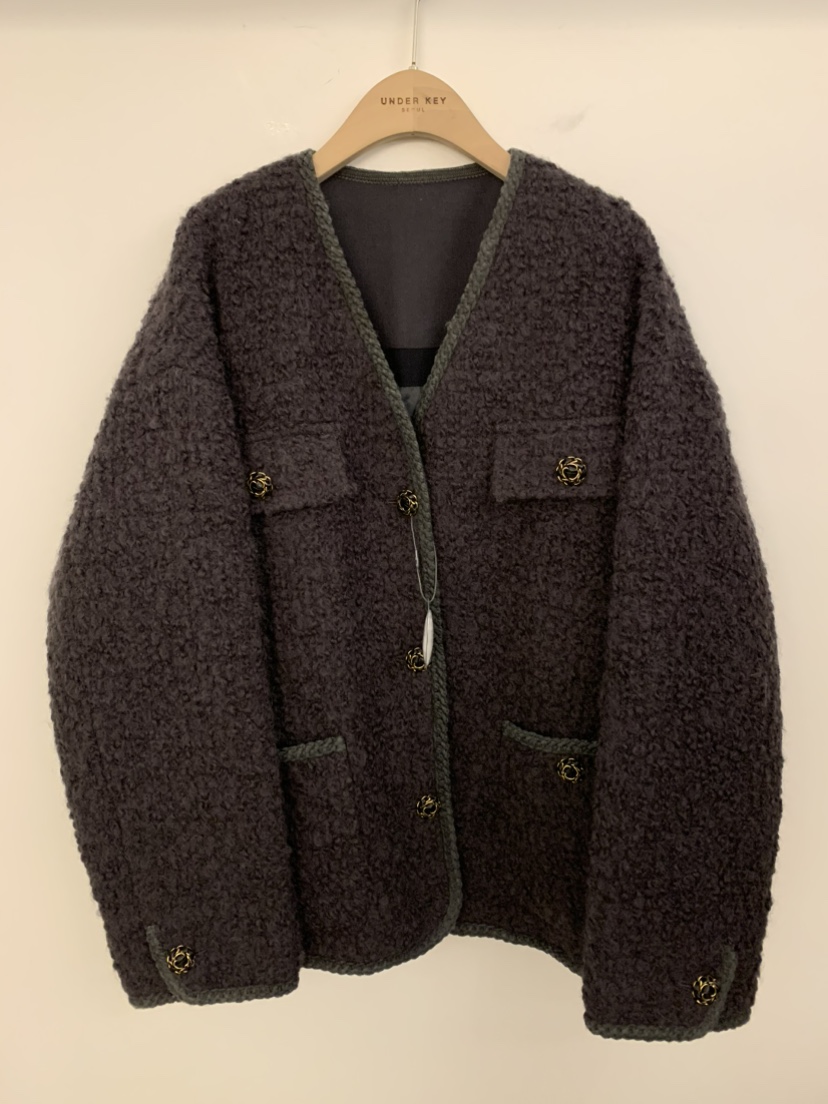 UNDER KEY韓國直郵㊣女裝新款人氣短款羽絨服羊毛花呢鴨絨UNDER KEY短款羽絨服圖色2