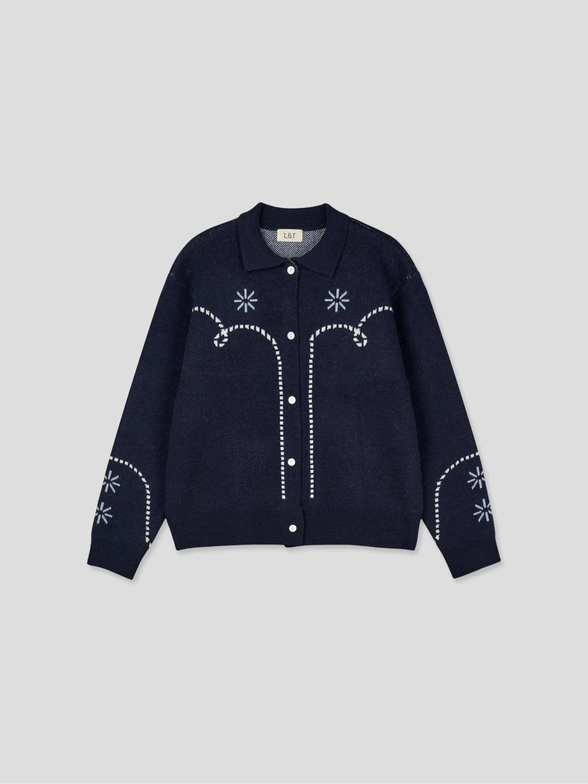 LIBERTE東大門㊣實拍女裝新品熱賣25秋冬職業針織衫花朵開衫LIBERTE針織衫圖色1