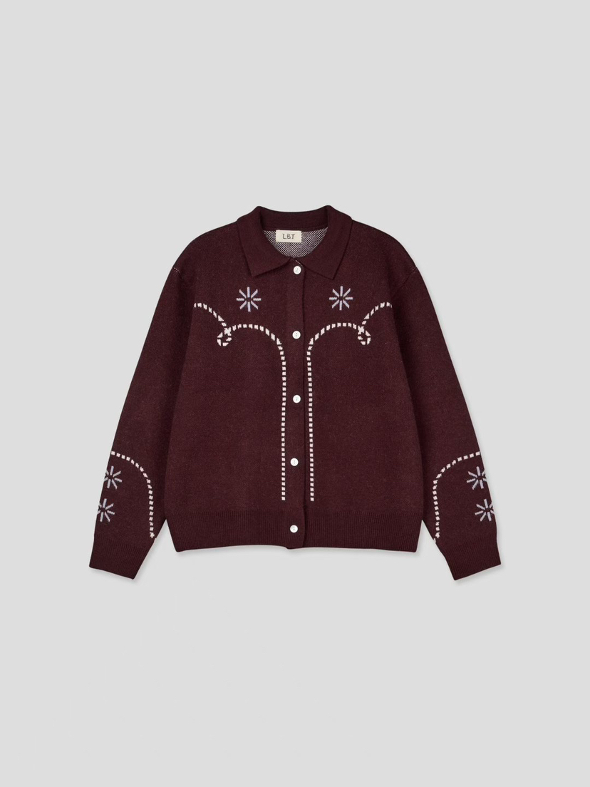 LIBERTE東大門㊣實拍女裝新品熱賣25秋冬職業針織衫花朵開衫LIBERTE針織衫圖色2