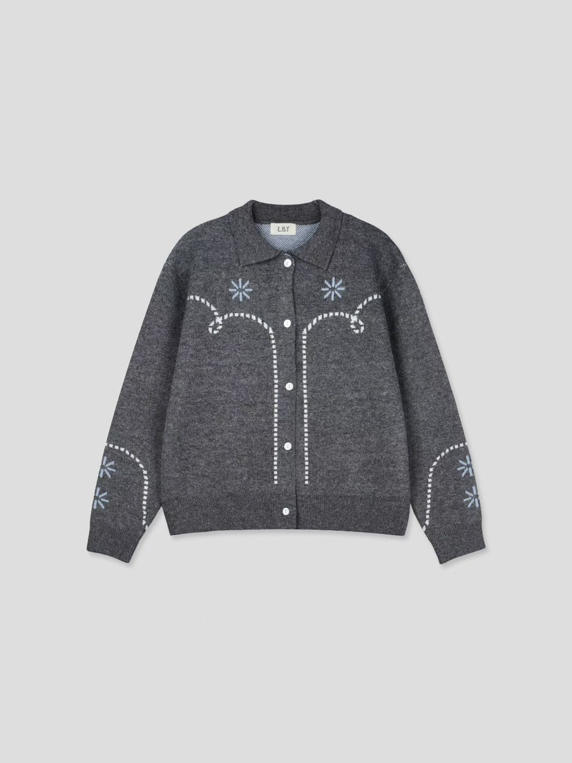 LIBERTE東大門㊣實拍女裝新品熱賣25秋冬職業針織衫花朵開衫LIBERTE針織衫圖色3