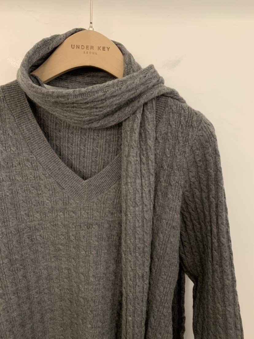 UNDER KEY東大門㊣實拍女裝新款推薦熱賣25秋冬毛衣含圍巾UNDER KEY毛衣