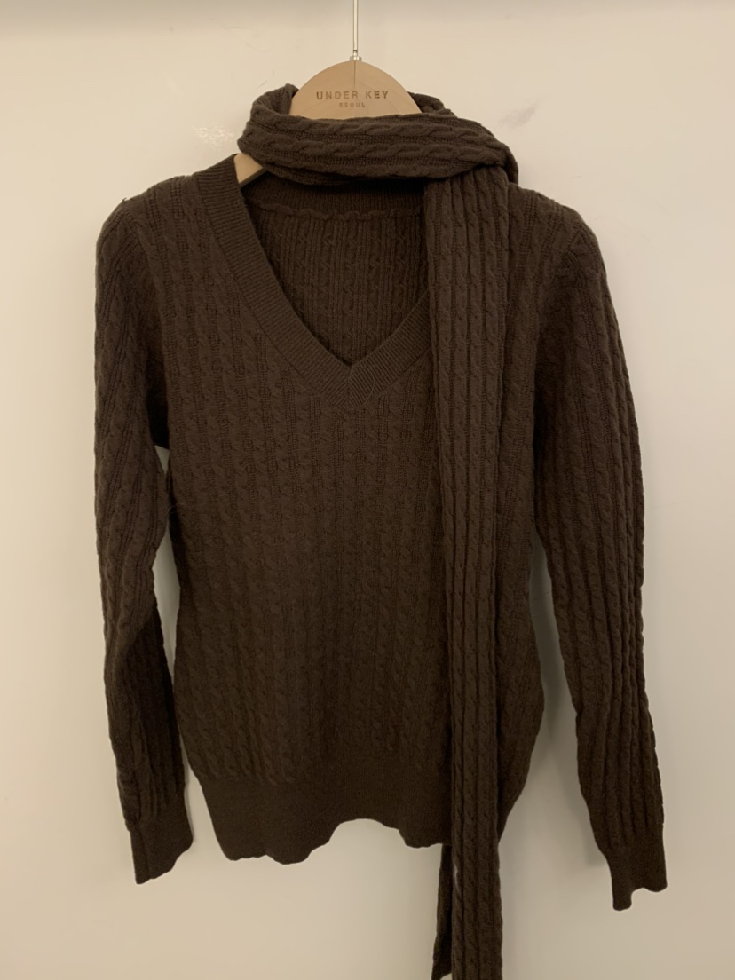UNDER KEY東大門㊣實拍女裝新款推薦熱賣25秋冬毛衣含圍巾UNDER KEY毛衣圖色2