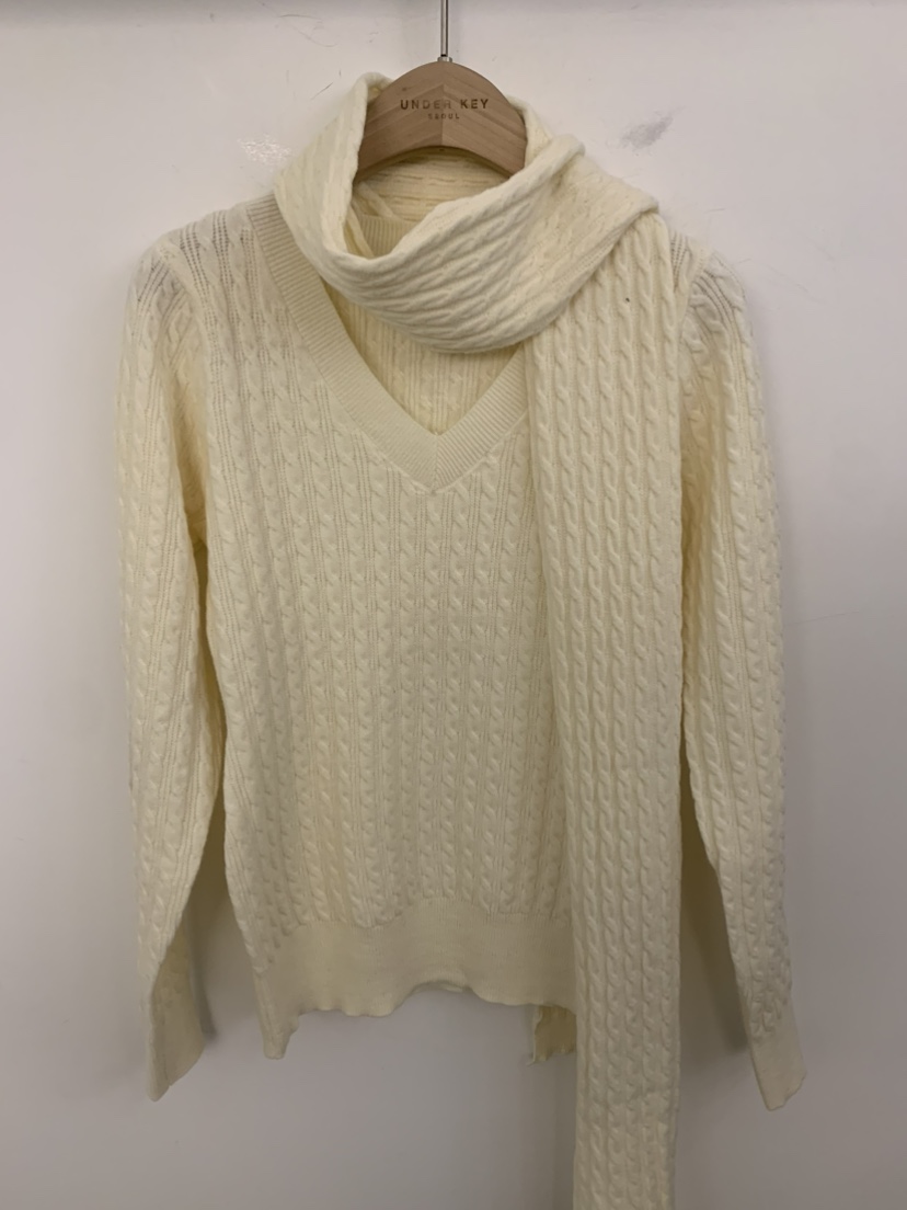 UNDER KEY東大門㊣實拍女裝新款推薦熱賣25秋冬毛衣含圍巾UNDER KEY毛衣圖色3
