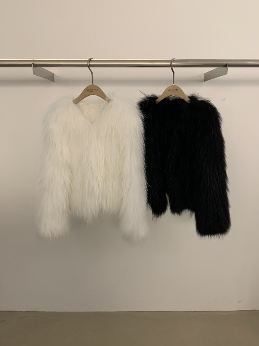 UNDER KEY韓國代購㊣女士新款休閑真品職業熱賣短款大衣皮草UNDER KEY短款大衣