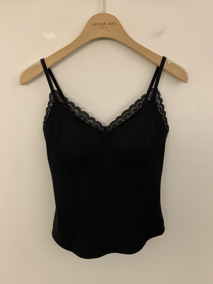 UNDER KEY東大門㊣代購女裝新款熱賣推薦休閑吊帶背心蕾絲UNDER KEY吊帶/背心圖色2黑色
