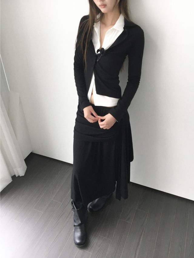 LIVE FOREVER韓國直郵㊣女士新款時尚真品人氣職業休閑長裙LIVE FOR_EVER長裙