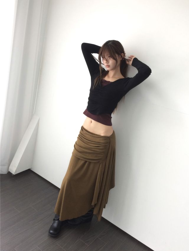 LIVE FOREVER韓國直郵㊣女士新款時尚真品人氣職業休閑長裙LIVE FOR_EVER長裙