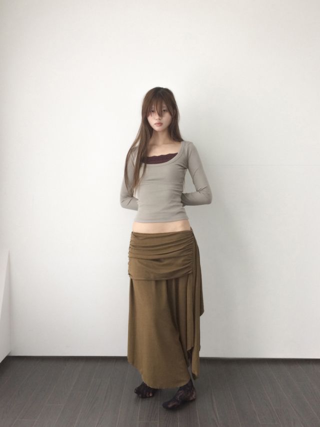 LIVE FOREVER韓國直郵㊣女士新款時尚真品人氣職業休閑長裙LIVE FOR_EVER長裙圖色1