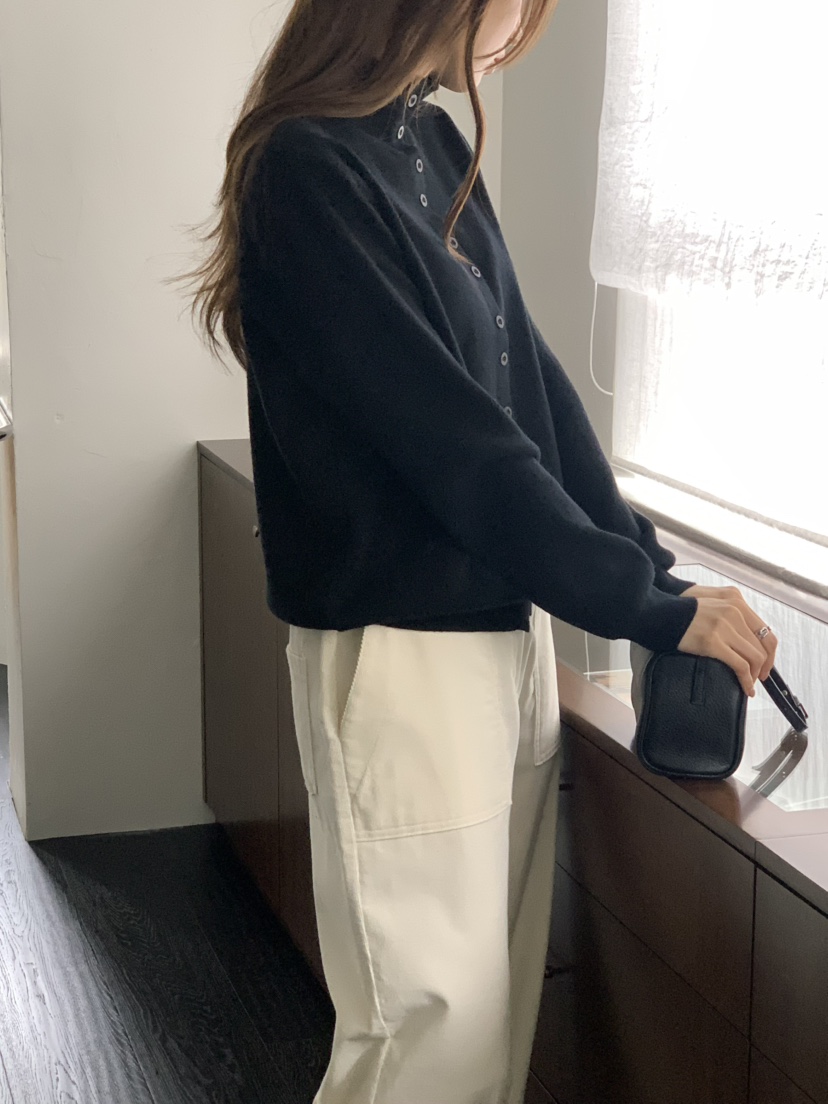 NOTICE韓國代購㊣女士新款推薦休閑熱賣人氣針織衫高領紐扣NOTICE針織衫