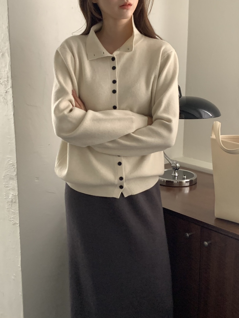 NOTICE韓國代購㊣女士新款推薦休閑熱賣人氣針織衫高領紐扣NOTICE針織衫