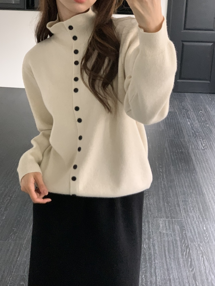 NOTICE韓國代購㊣女士新款推薦休閑熱賣人氣針織衫高領紐扣NOTICE針織衫