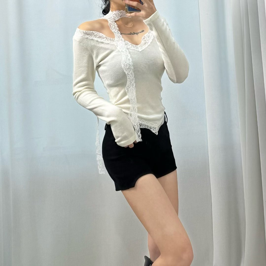 BOY MEET GIRL-T韓國直郵㊣女士新品熱賣推薦長袖T恤含脖帶BOY MEET GIRL-T長袖T恤圖色1