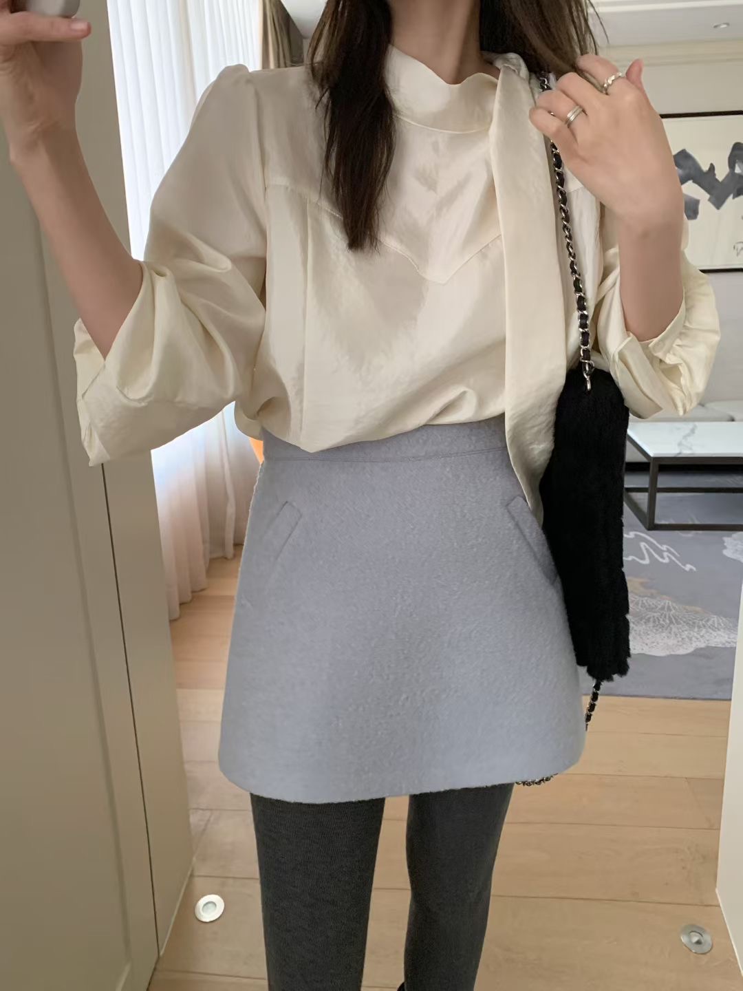 MELLOUNGE-멜라운지-T韓國直郵㊣女士新品真品休閑推薦短裙MELLOUNGE-T短裙