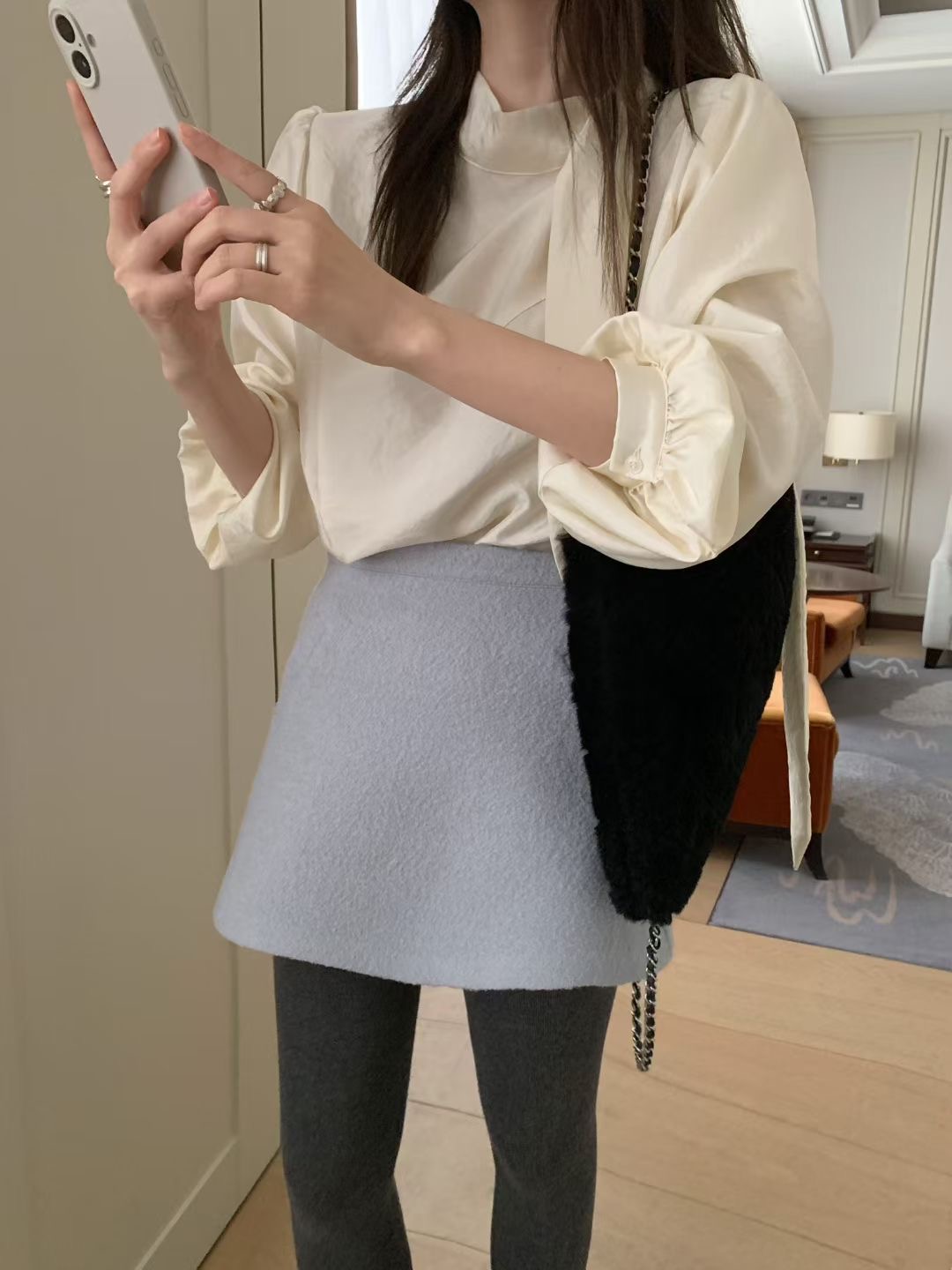 MELLOUNGE-멜라운지-T韓國直郵㊣女士新品真品休閑推薦短裙MELLOUNGE-T短裙圖色2