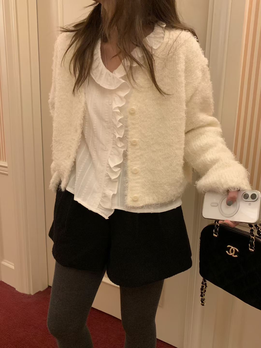 MELLOUNGE-멜라운지-T東大門㊣實拍女士新款25秋冬襯衫蕾絲衫MELLOUNGE-T襯衫/蕾絲衫