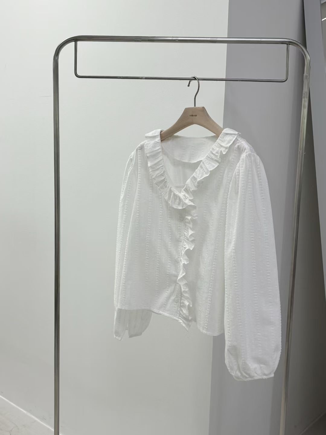 MELLOUNGE-멜라운지-T東大門㊣實拍女士新款25秋冬襯衫蕾絲衫MELLOUNGE-T襯衫/蕾絲衫圖色1