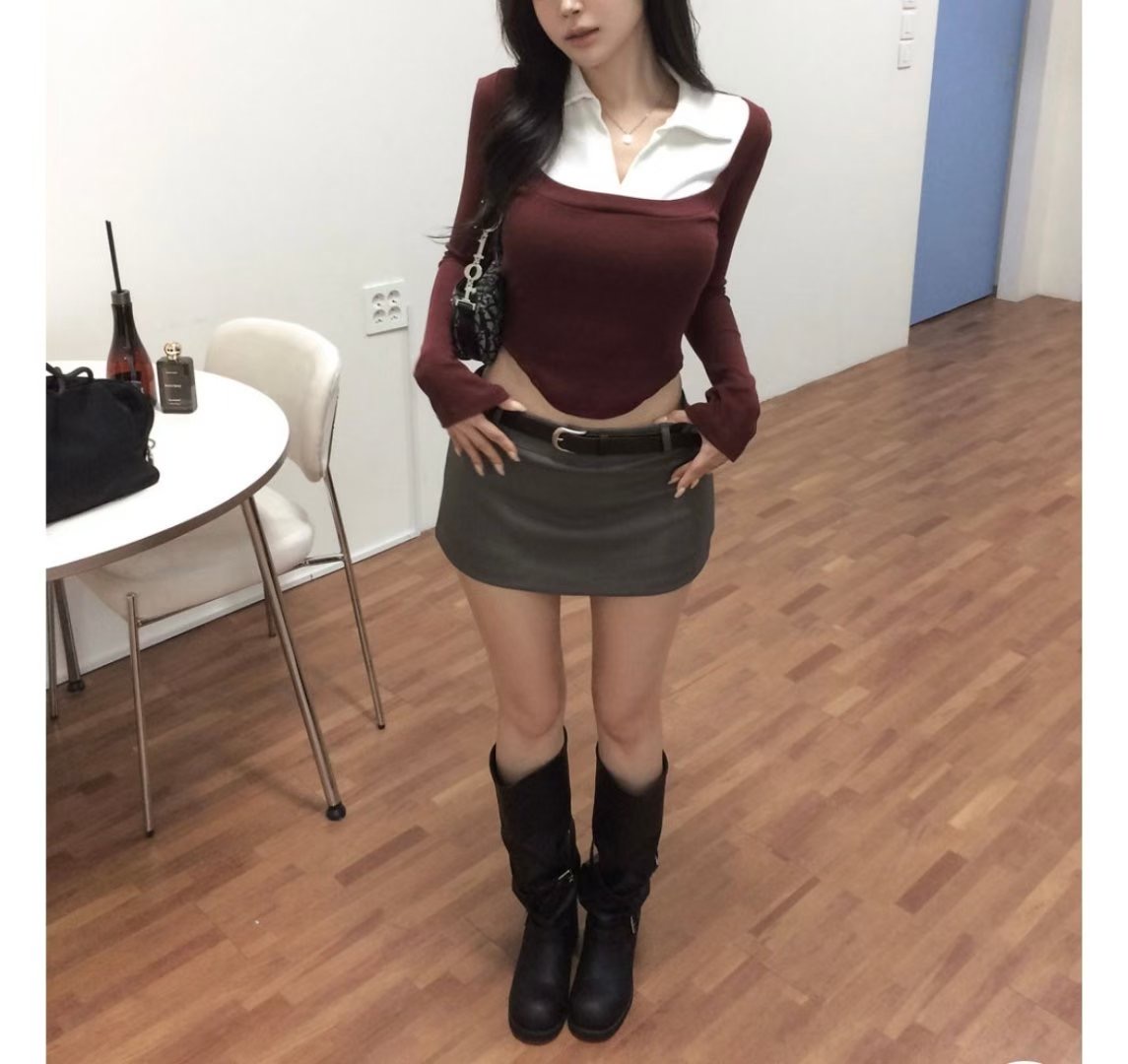 BOY MEET GIRL-T東大門㊣代購女裝新品真品25秋冬長袖T恤BOY MEET GIRL-T長袖T恤