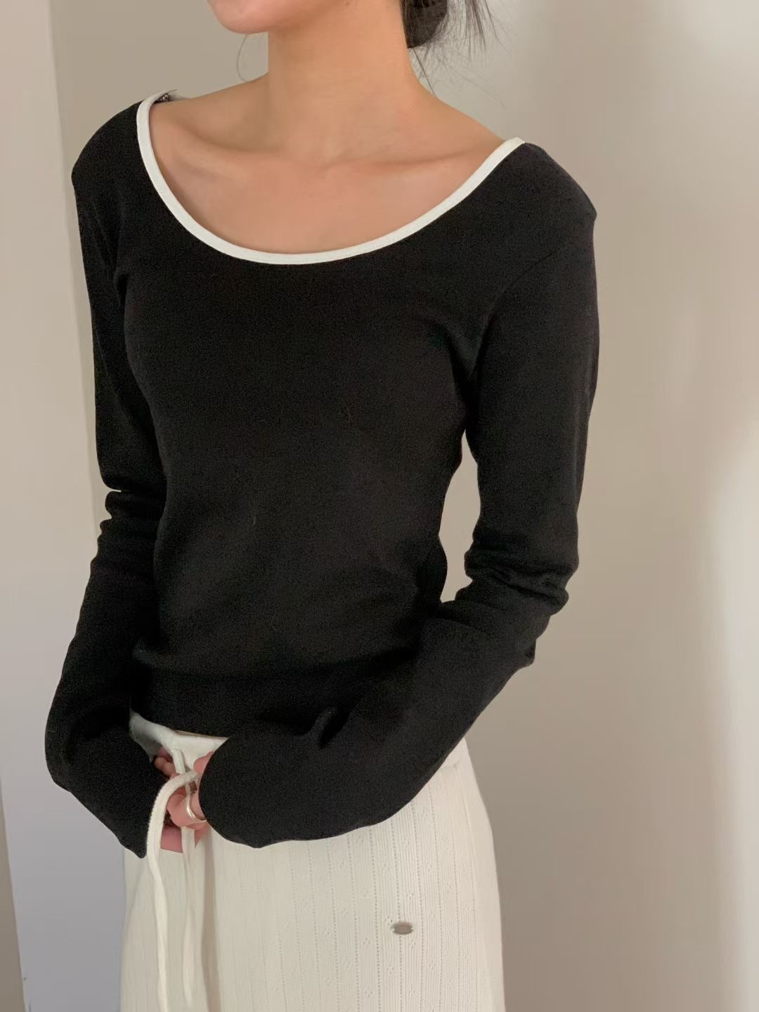 LURE東大門㊣直郵女裝新品時尚熱賣人氣25秋冬職業真品長袖T恤LURE長袖T恤圖色1