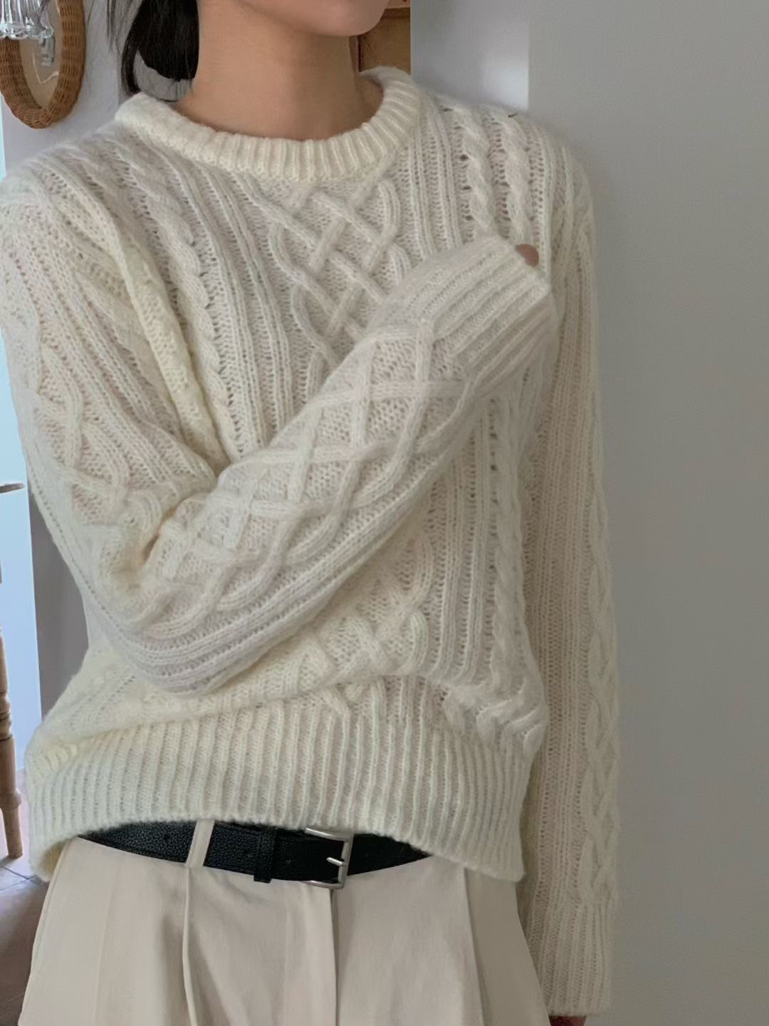 LURE東大門㊣實拍女士新款休閑職業推薦真品25秋冬人氣針織衫LURE針織衫圖色1