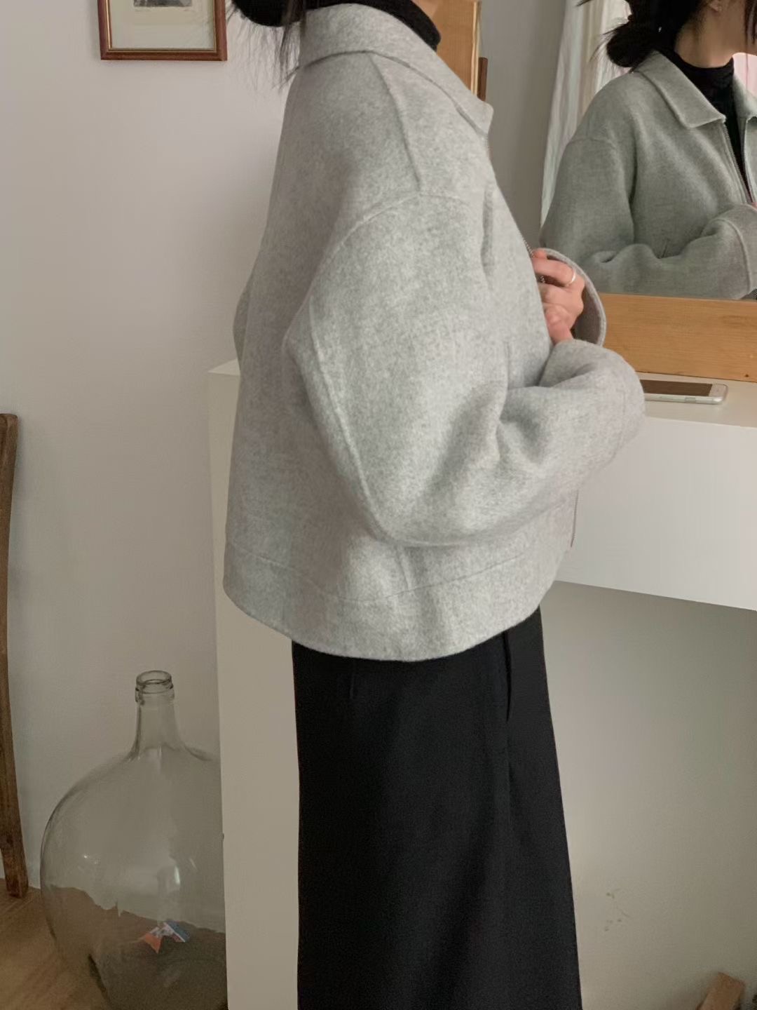 LURE韓國代購㊣女裝新款休閑25秋冬時尚熱賣人氣真品短款大衣LURE短款大衣