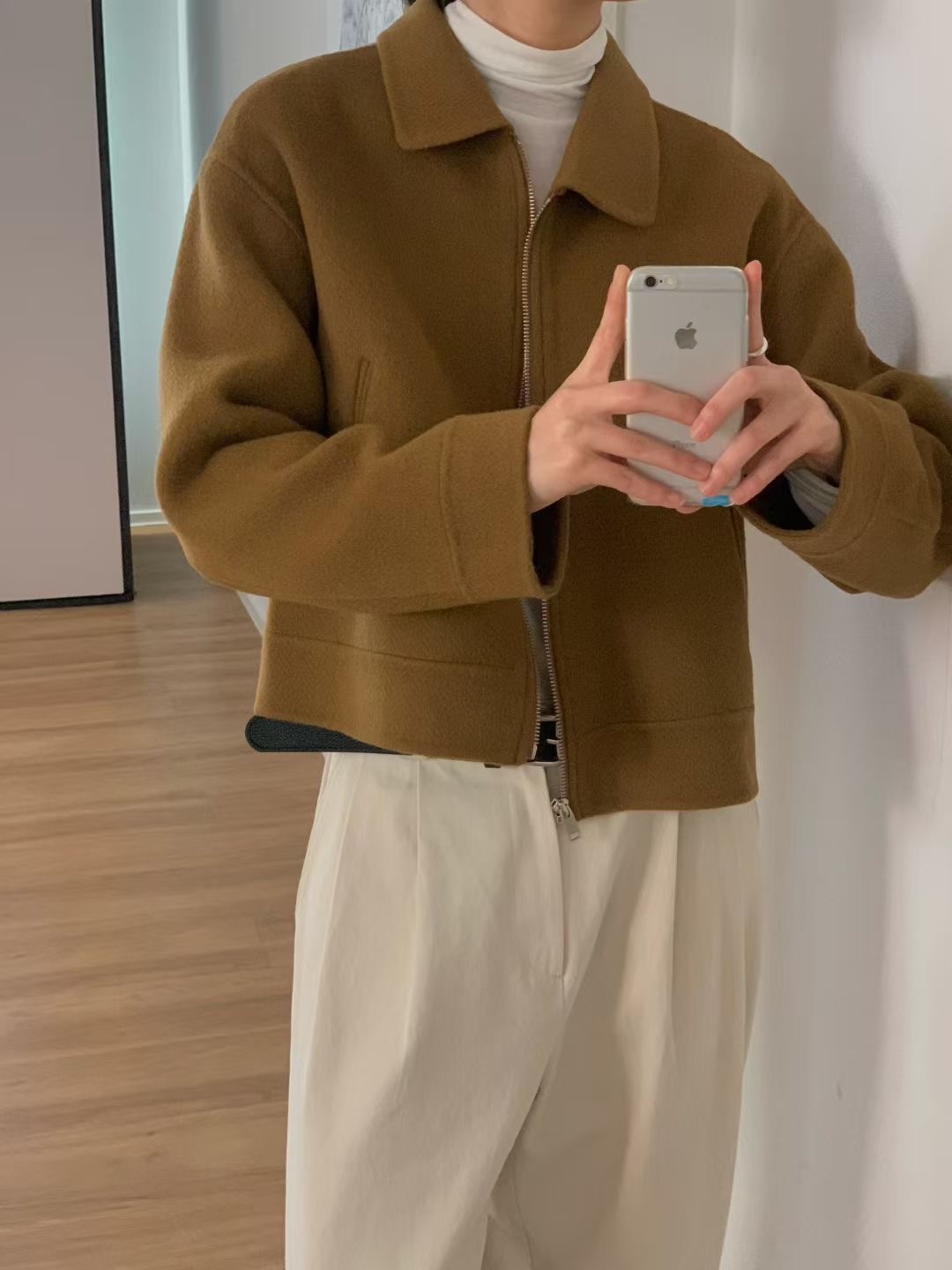 LURE韓國代購㊣女裝新款休閑25秋冬時尚熱賣人氣真品短款大衣LURE短款大衣圖色1