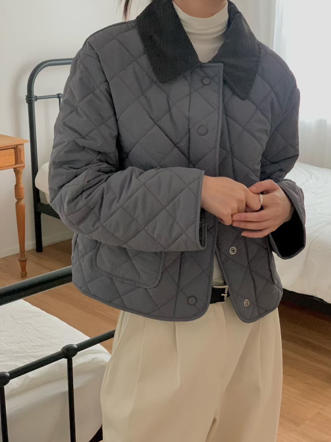 LURE韓國直郵㊣女裝新款時尚人氣休閑25秋冬熱賣真品短款棉服LURE短款棉服圖色1