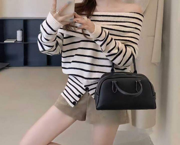 FEMME東大門㊣代購女士新品人氣時尚真品職業休閑針織衫條紋FEMME針織衫