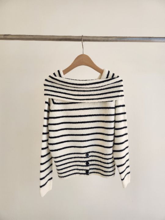 FEMME東大門㊣代購女士新品人氣時尚真品職業休閑針織衫條紋FEMME針織衫圖色2