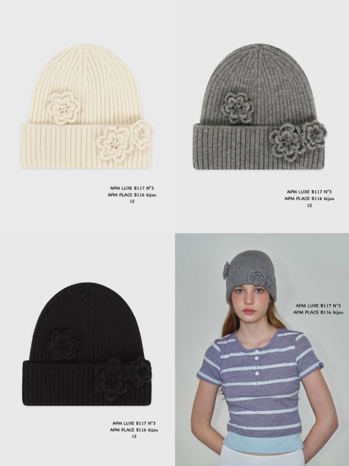 N3韓國直郵㊣女士新款人氣職業真品25秋冬熱賣推薦帽子花朵N3帽子