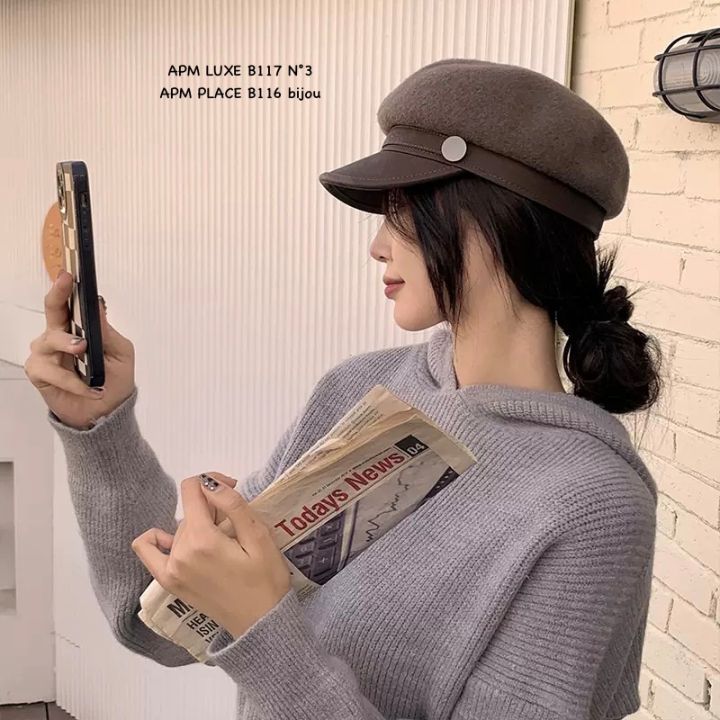 N3韓國直郵㊣女裝新品人氣時尚推薦熱賣真品帽子羊毛紐扣貝雷N3帽子