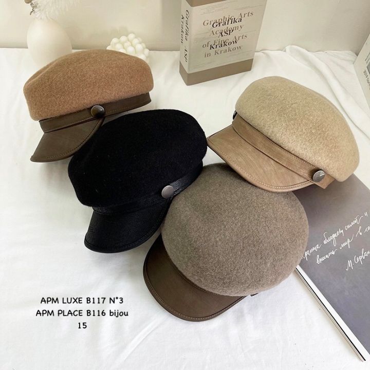 N3韓國直郵㊣女裝新品人氣時尚推薦熱賣真品帽子羊毛紐扣貝雷N3帽子