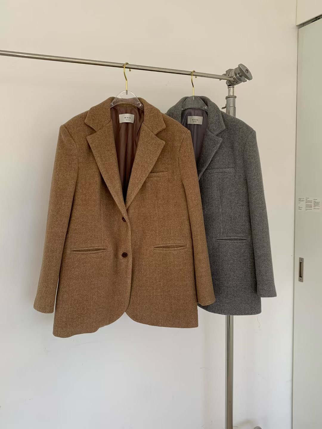 WADE東大門㊣直郵女士新品休閑時尚熱賣推薦人氣25秋冬夾克混紡WADE夾克圖色2左二色